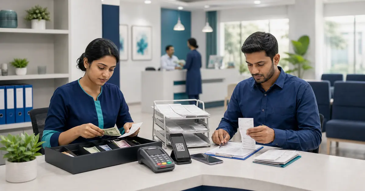 Clinic Daily Cash Closing and Reconciliation workflow illustration for a Bangladesh clinic